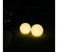 MeLiTec 2er Set Solare Luci da Giardino LK18,Semi Sfera,Ambra / Bianco,Lampada