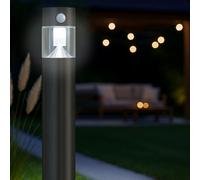 MeLiTec Solare Giardino Rotondo/Angolare con Sensore di Movimento, Inox Argento