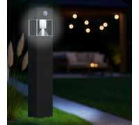 MeLiTec Solare Giardino Rotondo/Angolare con Sensore di Movimento, Inox Argento