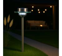 MeLiTec Solare Led-Gartenleuchte SO13, Saturn, Acciaio Opaco, Solar-Gartenlampe