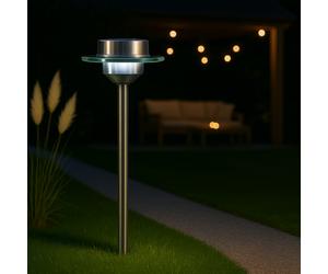 MeLiTec Solare Led-Gartenleuchte SO13, Saturn, Acciaio Opaco, Solar-Gartenlampe