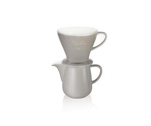 Melitta 6768456 - Set da caffè con brocca e cono filtrante, 0,6 l, in porcellana, colore: grigio