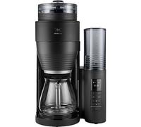 Melitta AromaFresh Pro X - Macchina da caffè con macina, macchina da caffè con filtro con caraffa in vetro e serbatoio dell'acqua rimovibile, per un massimo di 10 tazze di caffè, nero/argento