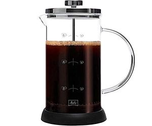 Melitta - Caffettiera a pistone in vetro, French Press, per caffè o tè, adatta al microonde, in acciaio inox, 1,2 l (9 tazze), standard, in acciaio inox