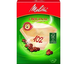 Melitta Originale - 80 sacchetti filtro per caffè, tipo 102, 3 zone aromatiche, colore: marrone naturale