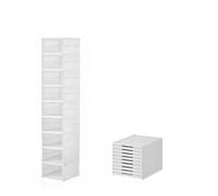 Melivarone Pratica scarpiera con coperchio, salvaspazio, per scarpe fino a 46, porta trasparente e design bianco, ideale come organizer per scarpe e scatole impilabili per la casa (nono piano)