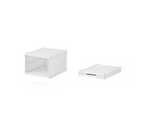 Melivarone Pratica scarpiera con coperchio, salvaspazio, per scarpe fino a 46, porta trasparente e design bianco, ideale come organizer per scarpe e scatole impilabili per la casa (piano terra)