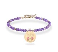 Melix Home Axolotl - Braccialetto da regalo in stile cartone animato Kawaii per fan, adolescenti, ragazze, donne, regalo di compleanno, braccialetti in pietra naturale, Medio, Acciaio inossidabile,