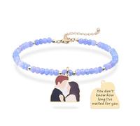 Melix Home Braccialetto "Ti ho aspettato", regalo per coppie con pietre naturali per anime gemelle e anniversari romantici, M, Acciaio inossidabile