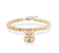 Melix Home Brave Bear - Braccialetto ispiratore con perle di pietra, gioielli motivanti per forza e coraggio, M, Acciaio inossidabile