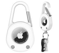 Meliya Portachiavi per Apple Airtag, Waterproof Secure Holder with Carabiner for Airtag, Cover Protettiva per bagaglio, zaino, bambini, collare cane (Bianco)