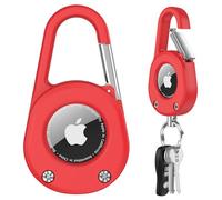 Meliya Portachiavi per Apple Airtag, Waterproof Secure Holder with Carabiner for Airtag, Cover Protettiva per bagaglio, zaino, bambini, collare cane (Rossa)