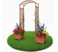 Melko Arco per rampicanti 179 x 206 cm in legno, arco da giardino incluso. 2 fioriere, supporto per rampicanti a semicerchio