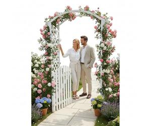 Melko Arco per rose in legno bianco traliccio per pergole con cancello semiarco traliccio per piante rampicanti giardino pergola
