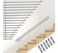 Melko Asta per scale, 150 cm, corrimano in acciaio inox V2A, ringhiera da parete, con supporto da parete e tappi terminali inclusi