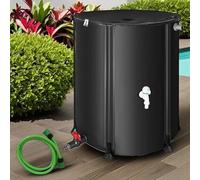 Melko - Cisterna pieghevole da 500 l con rubinetto, aste di supporto in PVC e tubo dell'acqua da 2 m, barile per pioggia mobile con protezione troppopieno e connettore, resistente alle intemperie per