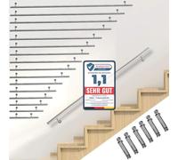 Melko Corrimano per scale in acciaio inox, 160 cm, corrimano in V2A, parapetto, ringhiera con supporto a parete e tappi terminali inclusi