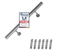 Melko Corrimano per scale per interni esterni, in acciaio inox V2A, 120 cm, con supporto da parete e tappi terminali inclusi