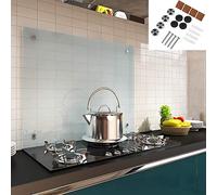 Melko Paraschizzi in vetro temperato di sicurezza da 6 mm - Pannello per piano cottura - Fondo murale con materiale di fissaggio incluso., Vetro, Milchglas, 80 x 40 cm