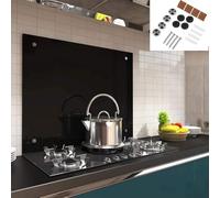 Melko® Parete da Cucina in Vetro, Paraschizzi per Piano Cottura, Sicurezza ESG 6 mm, con Materiale di Fissaggio, Nero, 70 x 40 cm