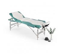 melko® Portatile Professionale di Lettino da Massaggio Alluminio 3 Zone Bianco Verde da massaggio massaggio bank pieghevole portatile mobile custodia rivestimento Terapia di Liege 195 cm