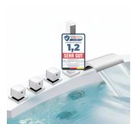 Melko - Set doccetta per vasca da bagno, cromato, con materiale di montaggio, design elegante, senza tempo e moderno, eckig (rettangolare), acciaio, 5 Loch