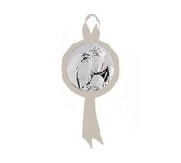 Mella Kids - Capoculla Neonato Regalo per Nascita Bimba Bimbo, Medaglione Culla Neonato, Coccarda per Carrozzina Portafortuna Neonato, Disponibile in Due Disegni e Vari Colori (Sacra Famiglia Neutro)