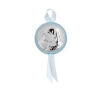 Mella Kids - Capoculla Neonato Regalo per Nascita Bimba Bimbo, Medaglione Culla Neonato, Coccarda per Carrozzina Portafortuna Neonato, Disponibile in Due Disegni e Vari Colori (Madre Azzurro)