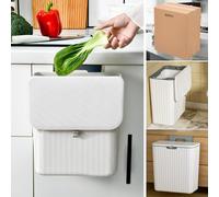 Melldrry Pattumiera Sottolavello Cucina da Appendere 9L con Coperchio Scorrevole - Cestino Umido Cucina per Spazzatura Differenziata - Secchio per Compost Interno, per Camper e Bagno (Bianco)
