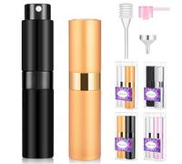 MELLIEX 2 Pezzi Atomizzatore di Profumo Ricaricabile 8ML Spray di Profumo Portatile Bottiglia Vuoto Spruzzatore da Viaggio (Nero, Oro)