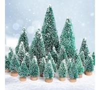 MELLIEX 24 Pezzi Mini Alberi di Natale Artificiali, Miniatura Albero da Tavolo per Paesaggi di Natale Artigianato Fai da Te & Decorazione per Feste (6 Dimensioni)