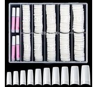 MELLIEX 500 Pezzi Unghie Finte Acrilico Artificiale Tips Unghie con Colla, Unghie Finte Tips in Francese da Donna per Saloni di Manicure (10 Misure, Naturale)