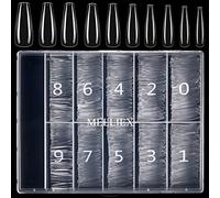 MELLIEX 500 Pezzi Unghie Finte Trasparente Acrilico Artificiale Falsi Unghie da Bara Copertura Completa per Donne