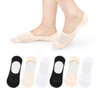 MELLIEX 6 Paia Calzini Fantasmini Donna, Elastica Cotone Calzini Invisibile con Gel Antiscivolo, Corti Bassa Salvapiede Calze per Primavera Estate Autunno