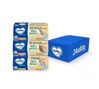 Mellin 12 Omogeneizzati Pesce con Verdure, 100% Naturale, 8 x 80 g Platessa, 8 x 80 g Orata e 8x 80 g Spigola - 24 Vasetti x 80 g