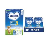 MELLIN 2 - Latte di Proseguimento in Polvere per Neonati dal 6° Mese Compiuto al 12° - 4 Confezioni da 770 gr