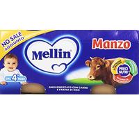 Mellin - Alimento per l'infanzia, omogenizzato con carne di manzo e farina di riso - 12 pezzi da 2 vasetti da 80 g [24 vasetti, 1920 g]