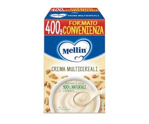 Mellin - Crema Multicereali - Alimento con Vitamina B1, per Bambini dal 4° Mese Compiuto - 1 Confezione da 400 gr