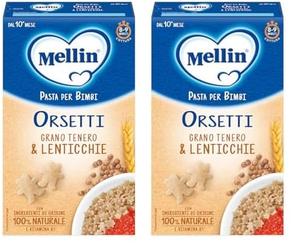 Mellin La Pasta dei Bimbi, 100% Naturale, ORSETTI con Grano Tenero e Lenticchie 280g (Confezione da 2)