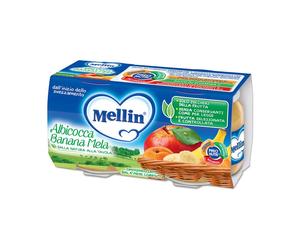 Mellin Omogeneizzato Albicocca Mela Banana 100% Naturale, 2x100g