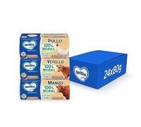 Mellin Omogeneizzato, Mix Gusti Carne, Naturale, 24x80g | Pollo, Vitello e Manzo, Per Bambini dal 4° Mese Compiuto