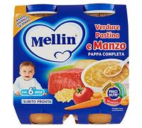 Mellin Pappa Completa Verdure Pastina e Manzo, Confezione da 2 x 250g | Per Bambini dal 6° Mese Compiuto