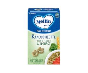 Mellin Pasta per Bimbi, Ranocchiette, Con Grano Tenero e Spinaci, 280g | 100% Naturale, Con Vitamina B1, Per Bambini dal 10° Mese