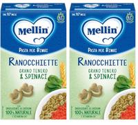 Mellin Pasta per Bimbi, Ranocchiette, Con Grano Tenero e Spinaci, 280g (Confezione da 2)
