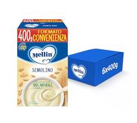 Mellin - Semolino - Alimento con Vitamina B1, per Bambini dal 4° Mese Compiuto - 6 Confezioni da 400gr (Totale 2400gr)