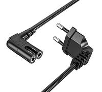 Melllbree - Cavo di alimentazione europeo C7 90 gradi, con spina piatta europea, cavo di collegamento per PS4 PS5, LG Philips Sony Panasonic TV, Blu-Ray, radio, PC, monitor, stampante