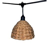 MELLOW LIGHT - Ghirlanda luminosa da esterno con paralume in polyrattan, stile bohémien, 7 lampadine a filamento a bussola E27, LED bianco caldo, 6 m