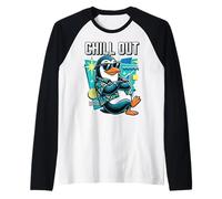 Mellow Penguin Tropical Shirt Retro Geometric Art Maglia con Maniche Raglan