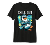 Mellow Penguin Tropical Shirt Retro Geometric Art Maglietta Premium