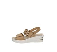 Melluso 019227Z Sandalo Donna Comodo col Corda in Vera Pelle con Strappi Zeppa Comoda Plantare Estraibile Corda 38